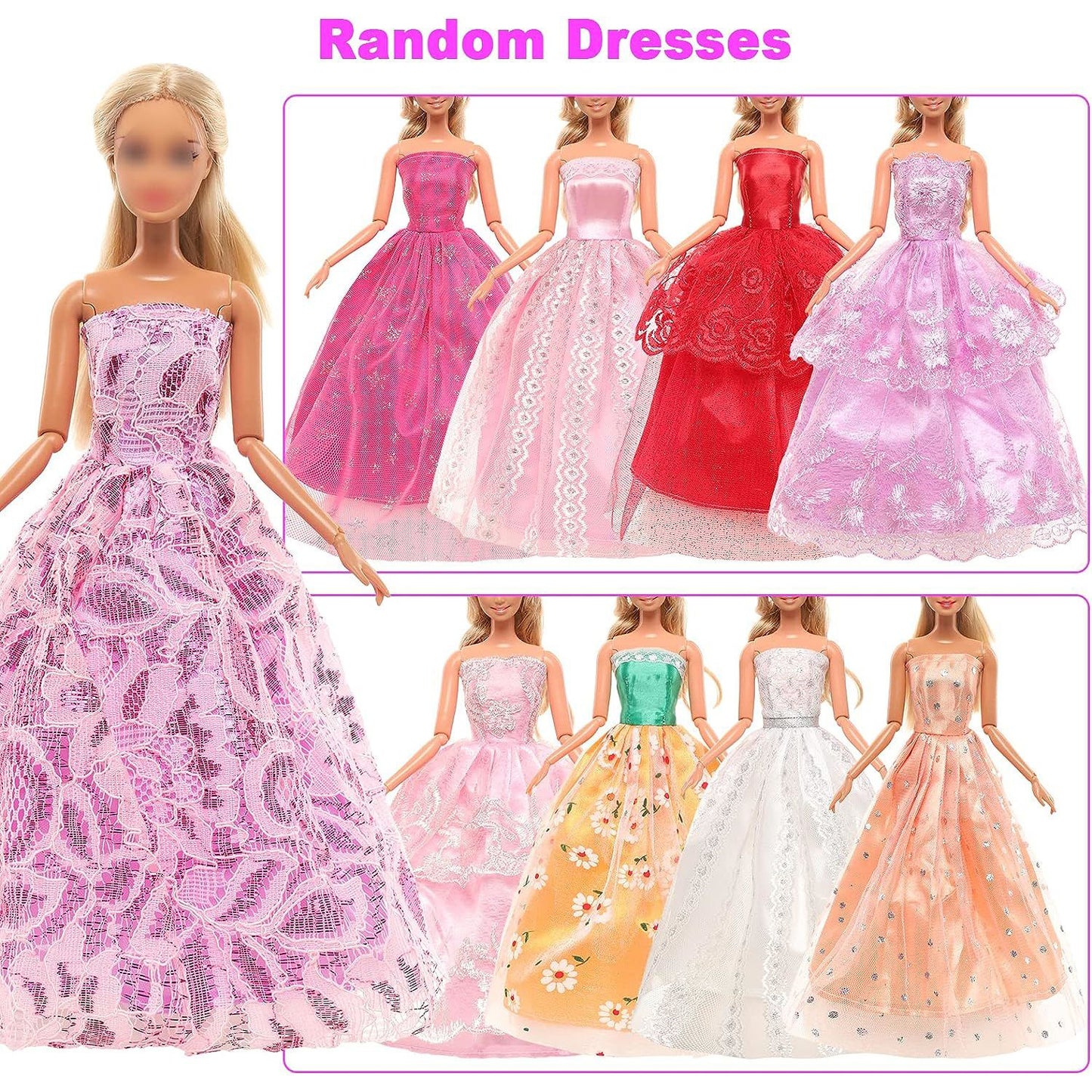 Cfowner 42 PCS Doll Clothes and Accessories 3 PCS Fashion Dresses 4 Tops 4Pants 3 PCS Party Dresses 2 Sets Swimsuits Bikini 6 Braces Skirt 10 Hangers and 10 pcs Shoes for 11.5 inch Doll