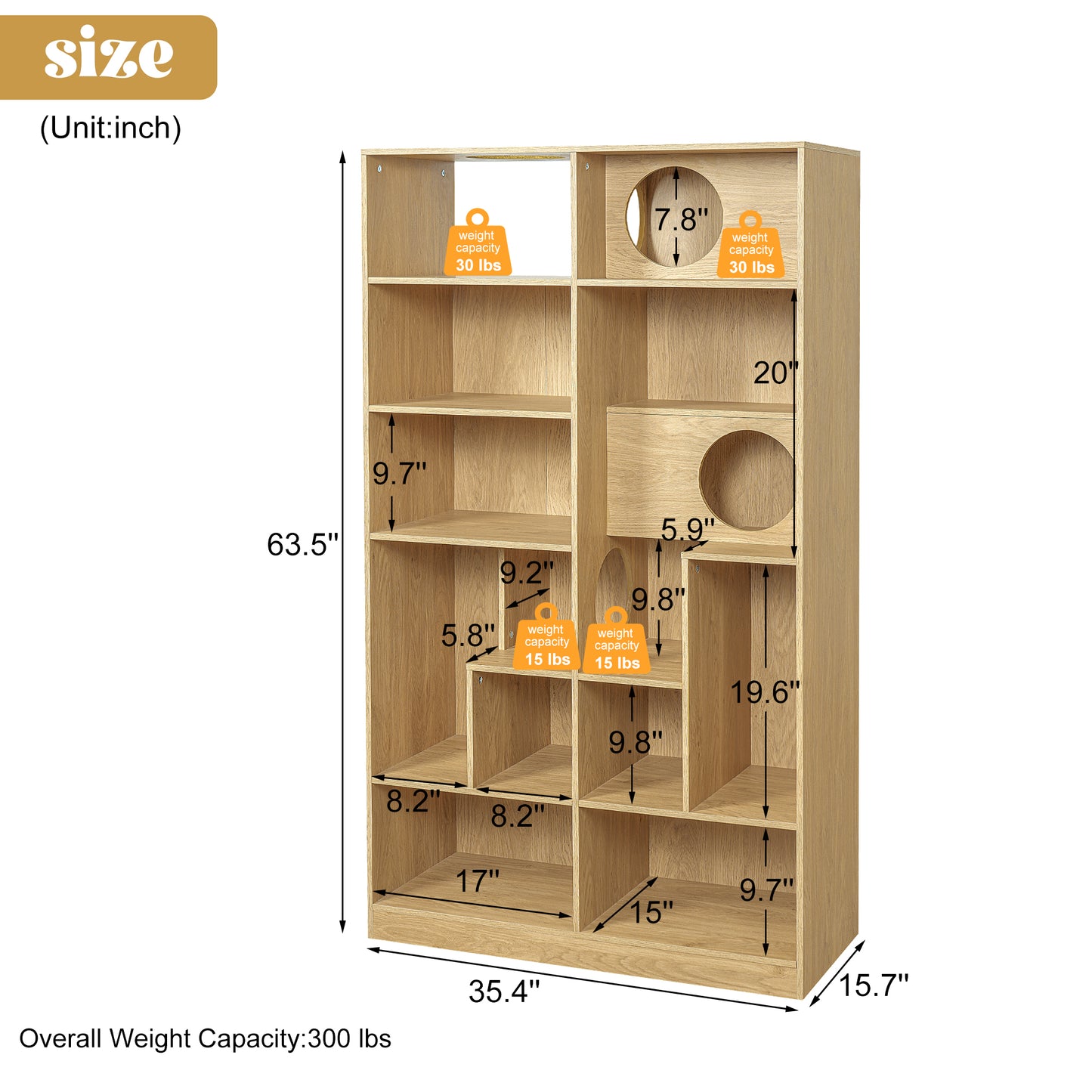 Modern 2 IN 1 Wood Bookshelf Cat House, Cat Tree Display Case with Storage, Cat Litter Box Enclosure Climbing Shelf