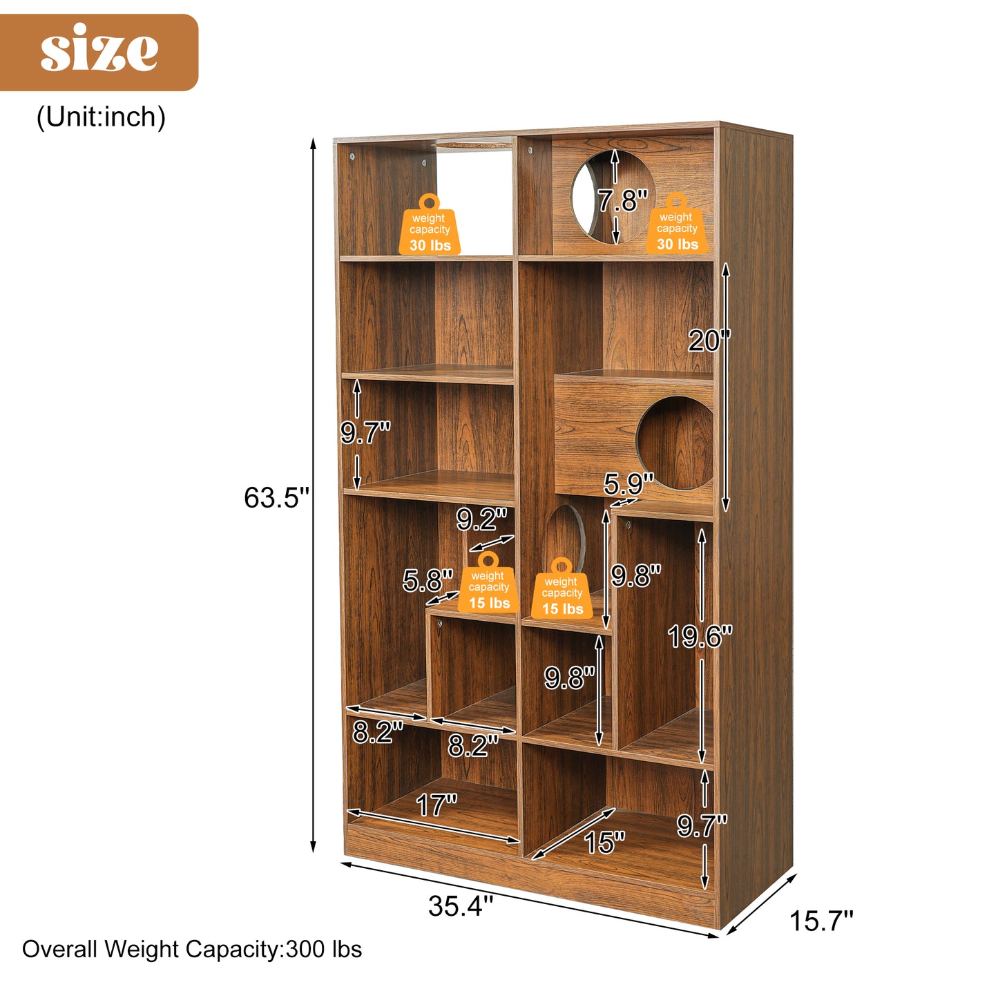 Modern 2 IN 1 Wood Bookshelf Cat House, Cat Tree Display Case with Storage, Cat Litter Box Enclosure Climbing Shelf
