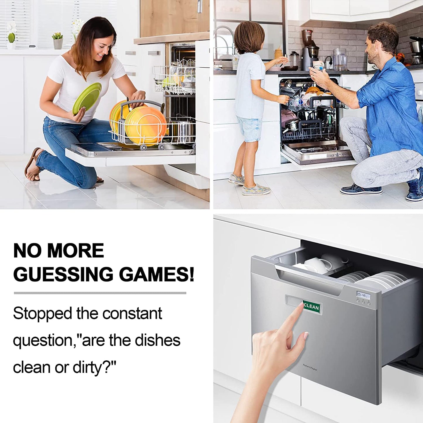 Cfowner Dishwasher Magnet, Clean Dirty Sign Indicator for Dishwasher Easy to Read and Strong Slide for Changing Signs, Sleek and Convenient Design, Heavy Duty Magnet with Optional Stickers