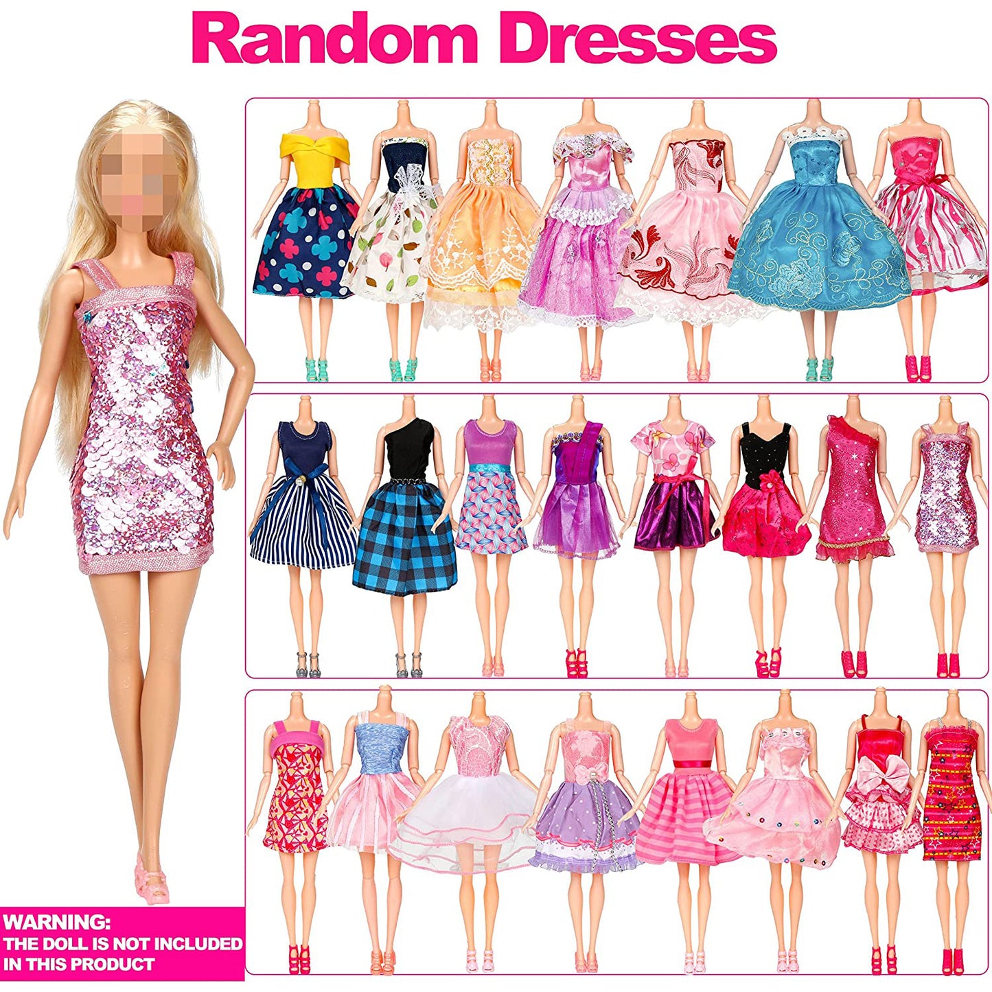 Cfowner 50 Pcs Doll Clothes and Accessories, 5 Wedding Gowns 5 Fashion Dresses 4 Slip Dresses 3 Tops 3 Pants 3 Bikini Swimsuits 20 Shoes for 11.5 inch Doll Christmas Stocking Stuffers Girls Gift