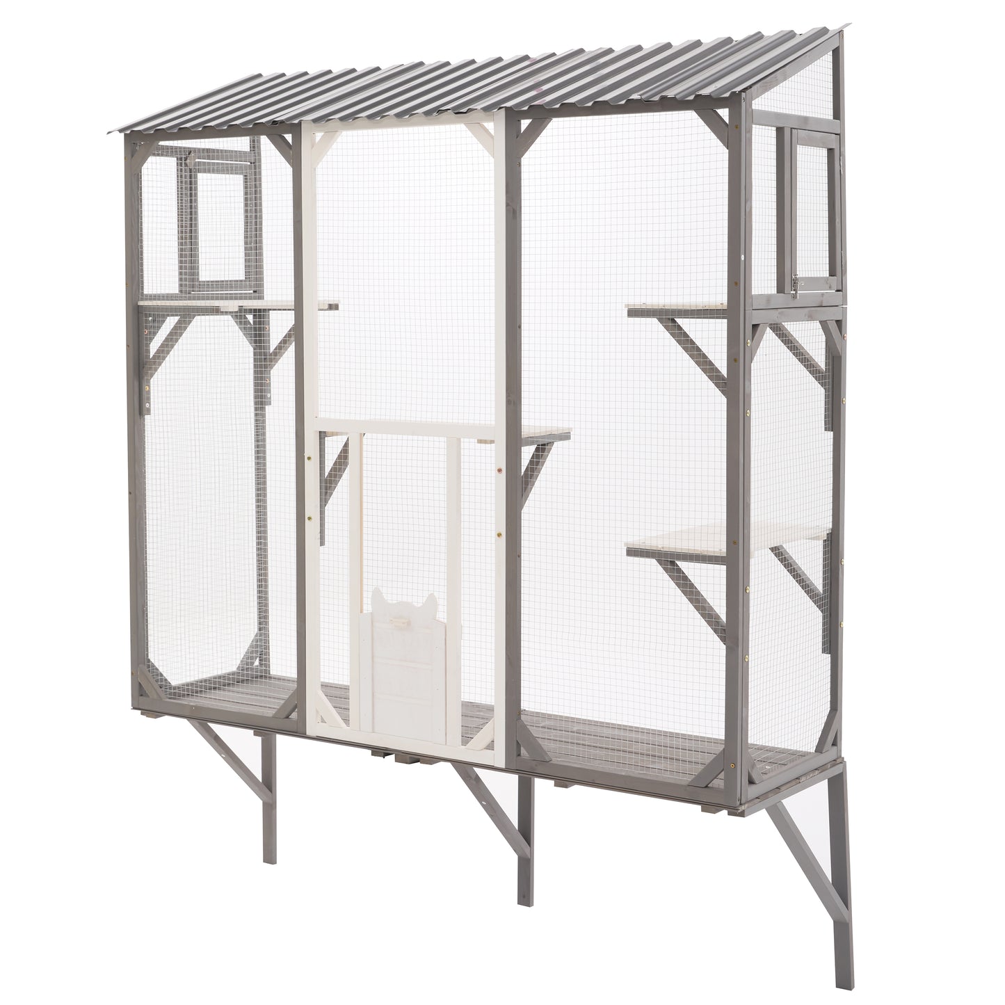 Outdoor Cat Catio Cat Climbing Catio Window Cat House Cat Patio Enclosure with Platforms for 1-3 Cats