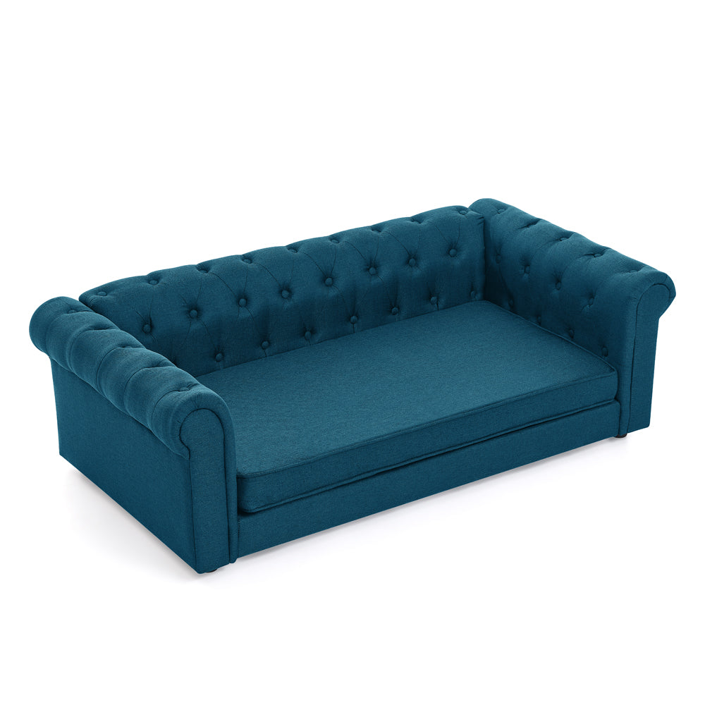 Elegant rectangular pet bed for big and oversized dogs, durable elevated dog sofa bed, comfortable dog sofa, modern and fashionable linen fabric dog sofa