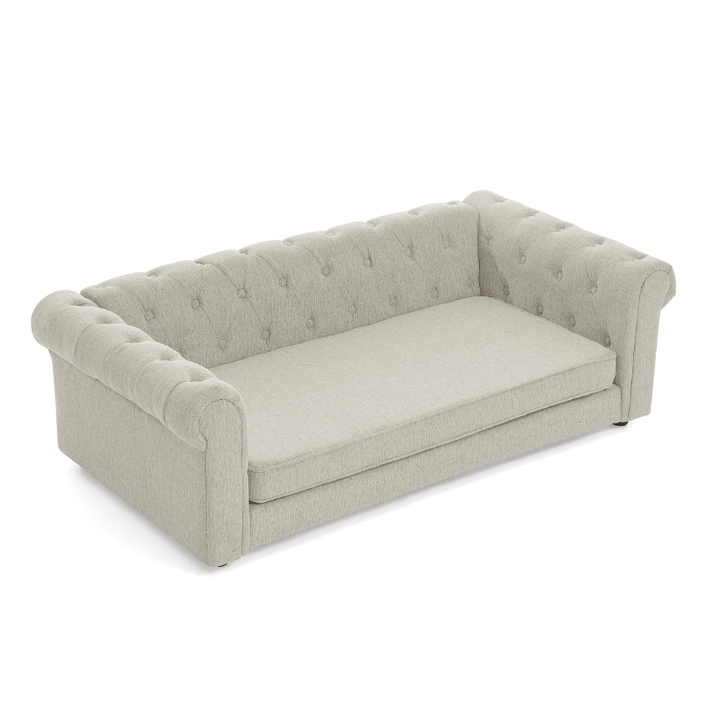 Elegant rectangular pet bed for big and oversized dogs, durable elevated dog sofa bed, comfortable dog sofa, modern and fashionable linen fabric dog sofa