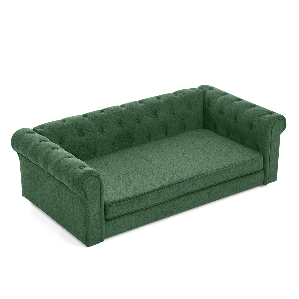 Elegant rectangular pet bed for big and oversized dogs, durable elevated dog sofa bed, comfortable dog sofa, modern and fashionable linen fabric dog sofa