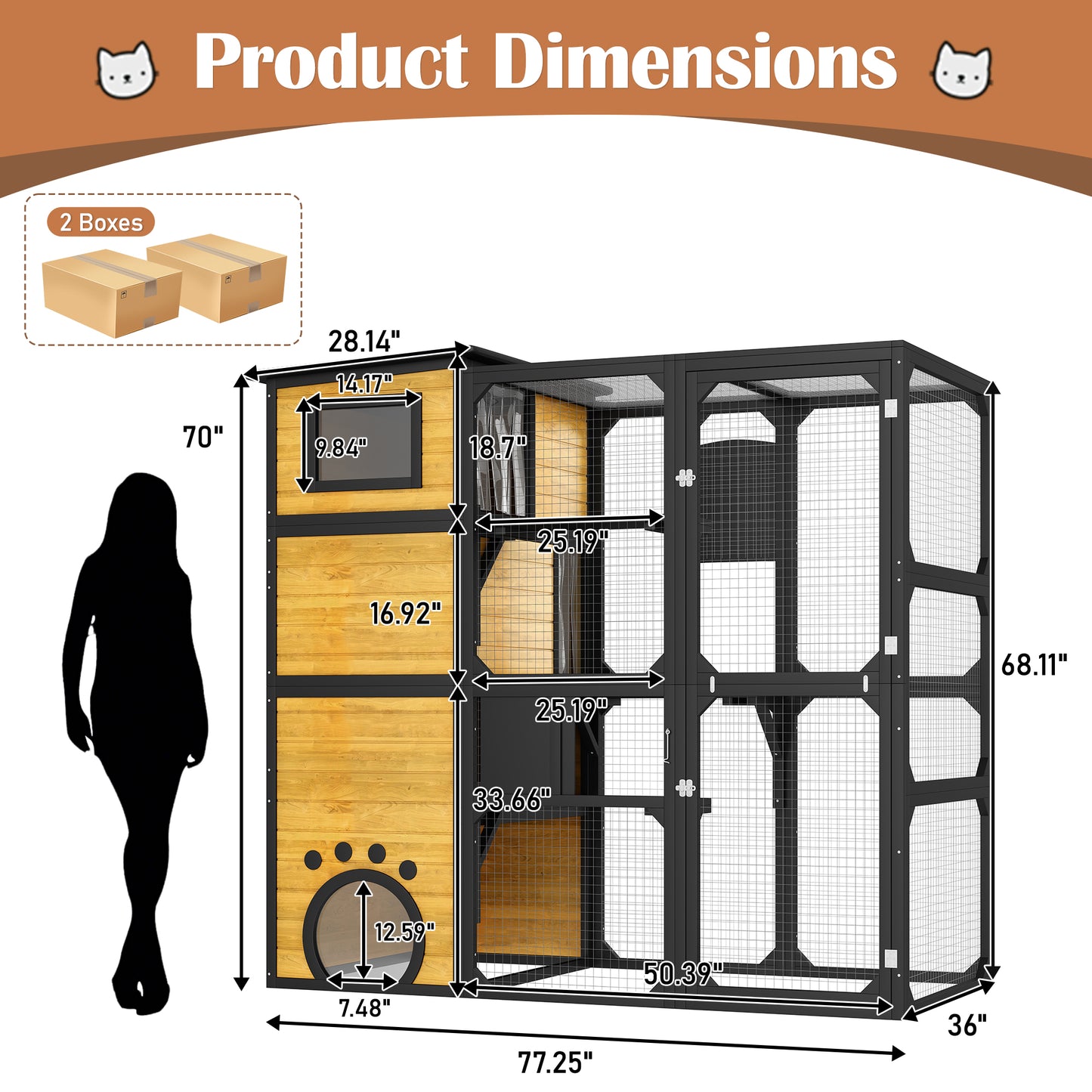 Large Cat Catio 4 Tiers Cat Enclosure for Outdoor, Cat House Weatherproof Attached to Window for Multiple Cats with Platforms and Resting Rooms