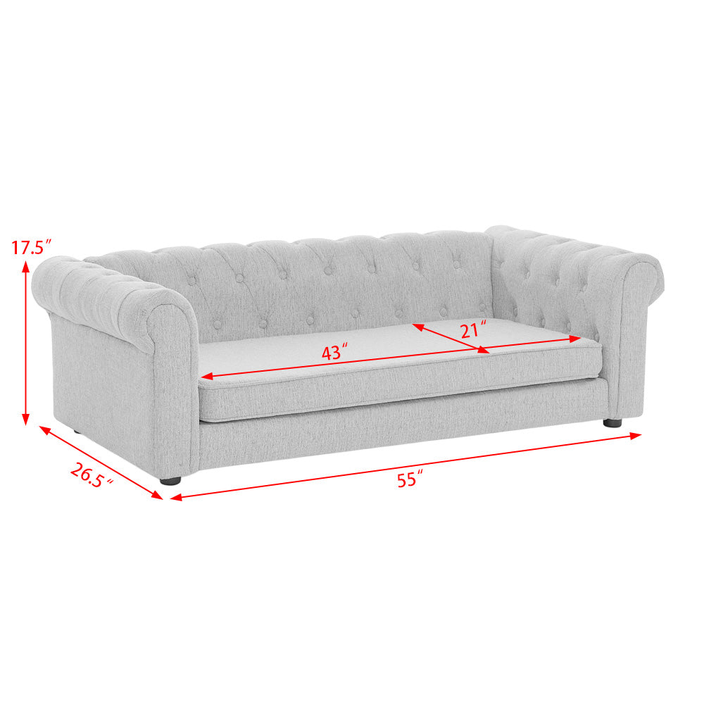 Elegant rectangular pet bed for big and oversized dogs, durable elevated dog sofa bed, comfortable dog sofa, modern and fashionable linen fabric dog sofa