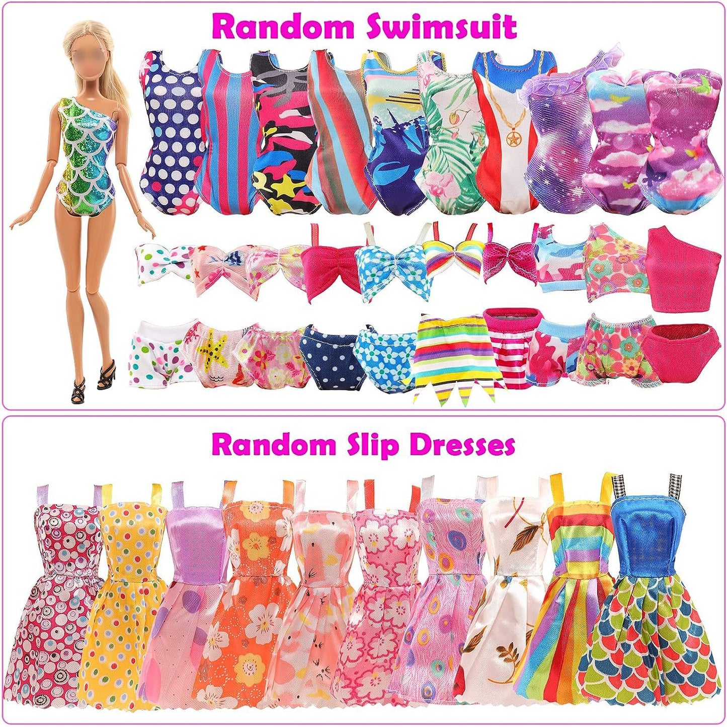 Cfowner 42 PCS Doll Clothes and Accessories 3 PCS Fashion Dresses 4 Tops 4Pants 3 PCS Party Dresses 2 Sets Swimsuits Bikini 6 Braces Skirt 10 Hangers and 10 pcs Shoes for 11.5 inch Doll