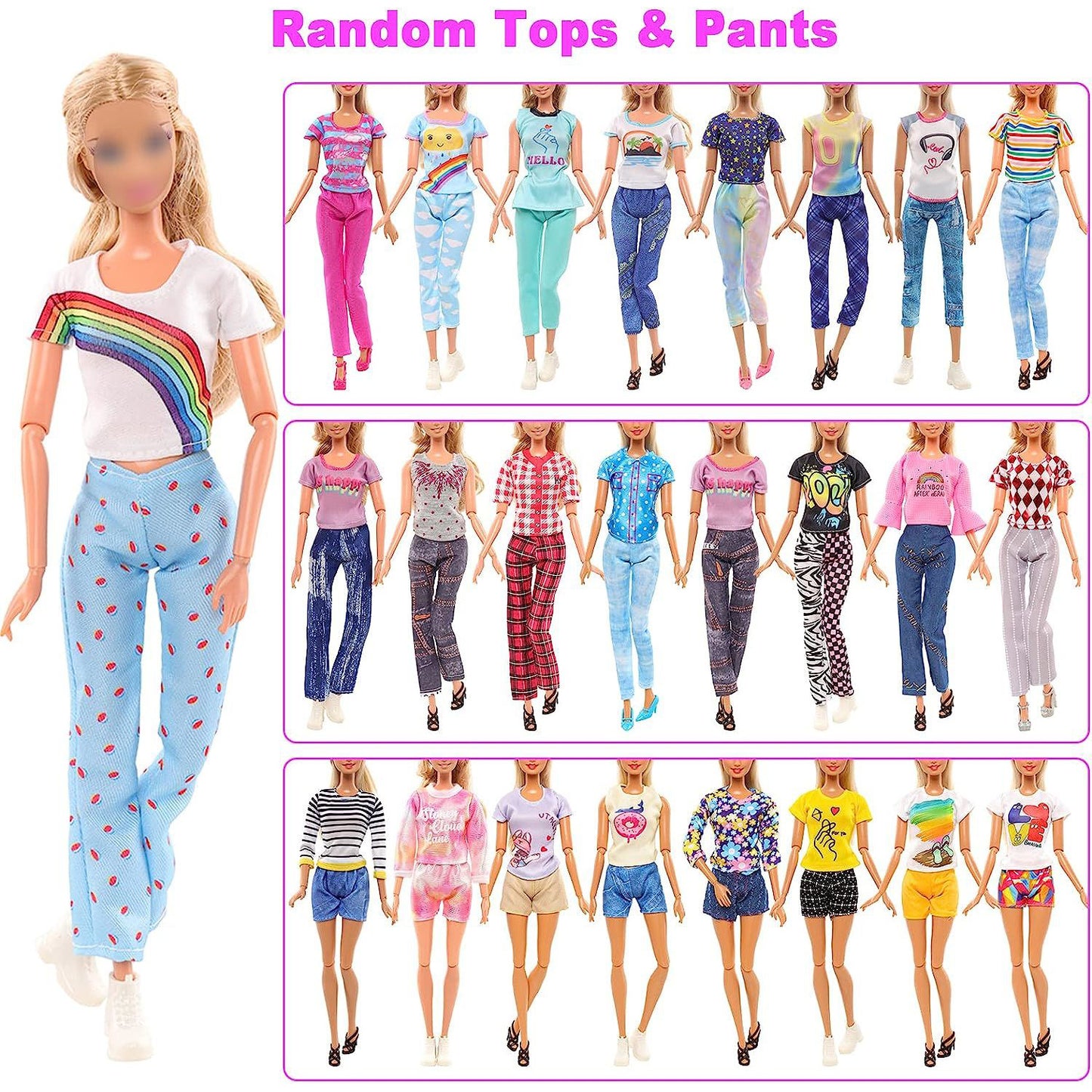 Cfowner 42 PCS Doll Clothes and Accessories 3 PCS Fashion Dresses 4 Tops 4Pants 3 PCS Party Dresses 2 Sets Swimsuits Bikini 6 Braces Skirt 10 Hangers and 10 pcs Shoes for 11.5 inch Doll