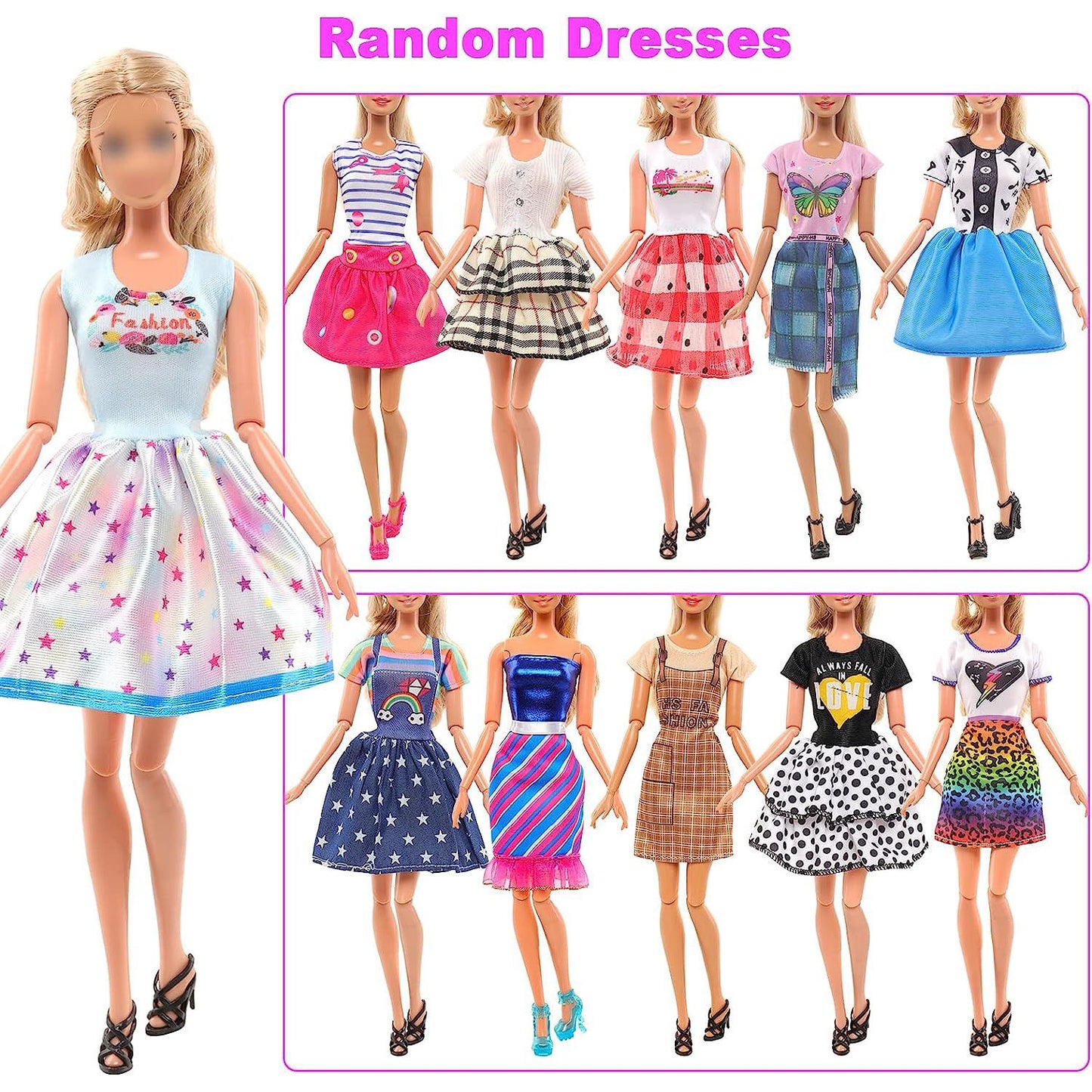 Cfowner 42 PCS Doll Clothes and Accessories 3 PCS Fashion Dresses 4 Tops 4Pants 3 PCS Party Dresses 2 Sets Swimsuits Bikini 6 Braces Skirt 10 Hangers and 10 pcs Shoes for 11.5 inch Doll