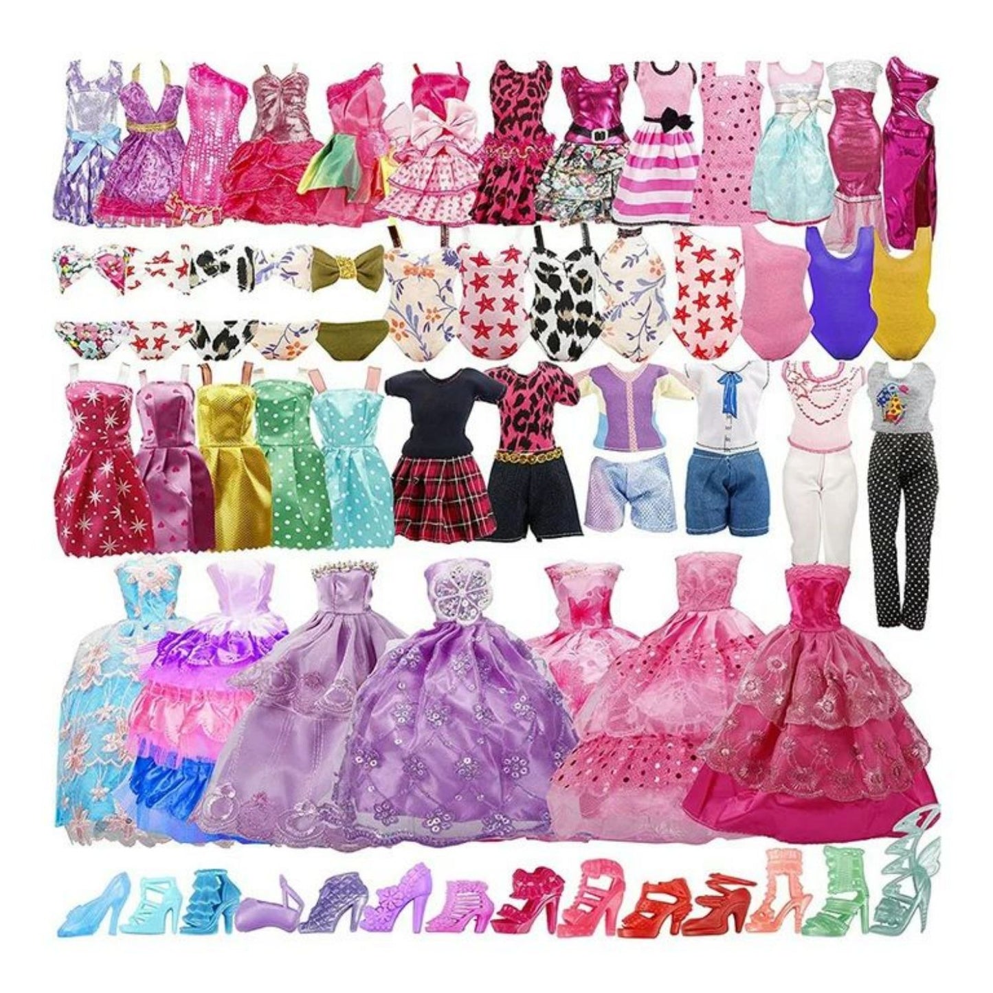 Cfowner 35 Pack Handmade Doll Clothes Including 5 Wedding Gown Dresses 5 Fashion Dresses 4 Braces Skirt 3 Tops and Pants 3 Bikini Swimsuits 15 Shoes for 11.5 Inch Dolls