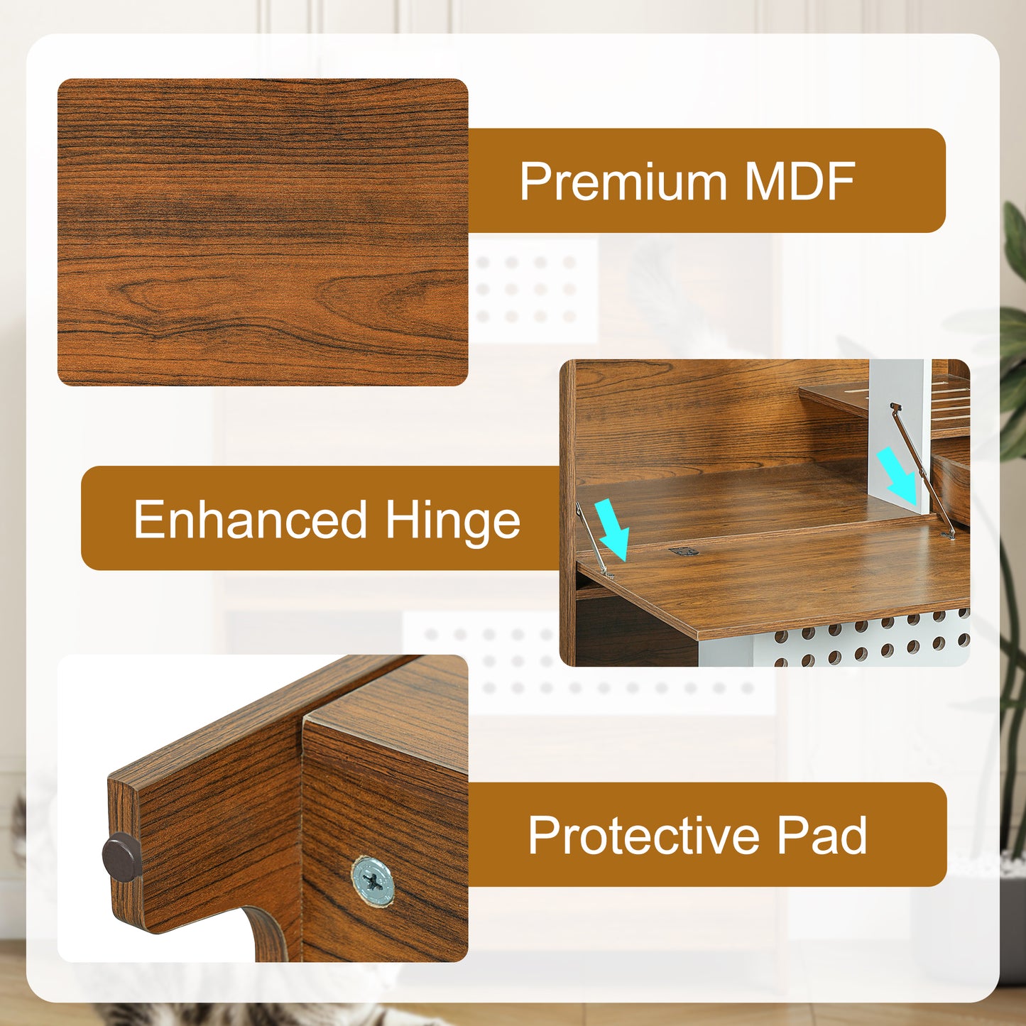 Modern 2 IN 1 Cat Furniture, Cat Litter Box Enclosure Side Table, Cat House with Storage, for 2 Small-Medium Sized Cats