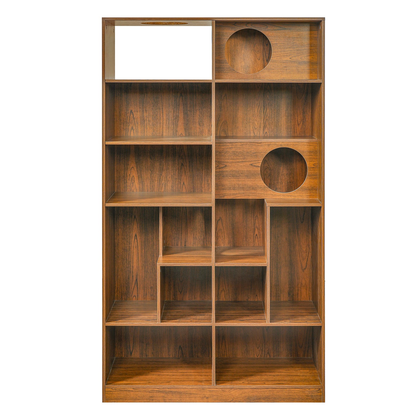 Modern 2 IN 1 Wood Bookshelf Cat House, Cat Tree Display Case with Storage, Cat Litter Box Enclosure Climbing Shelf