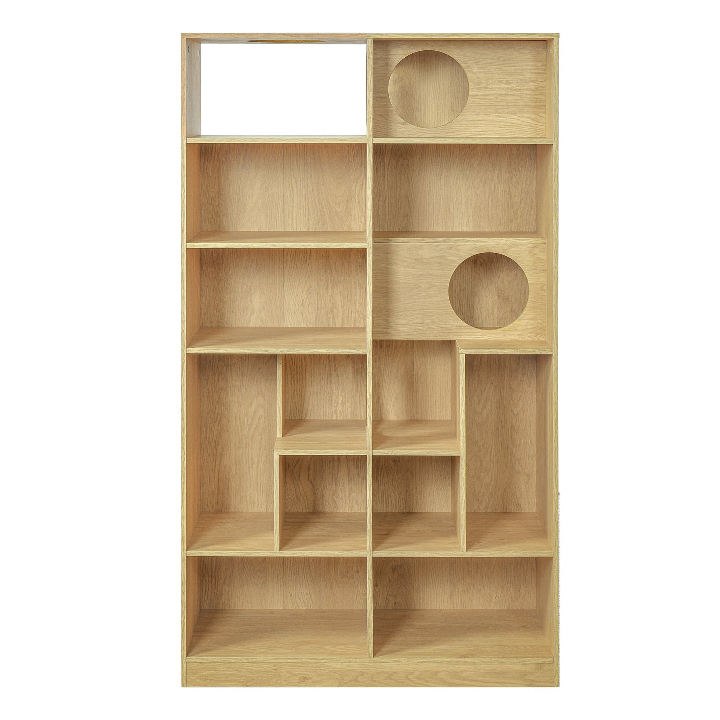 Modern 2 IN 1 Wood Bookshelf Cat House, Cat Tree Display Case with Storage, Cat Litter Box Enclosure Climbing Shelf