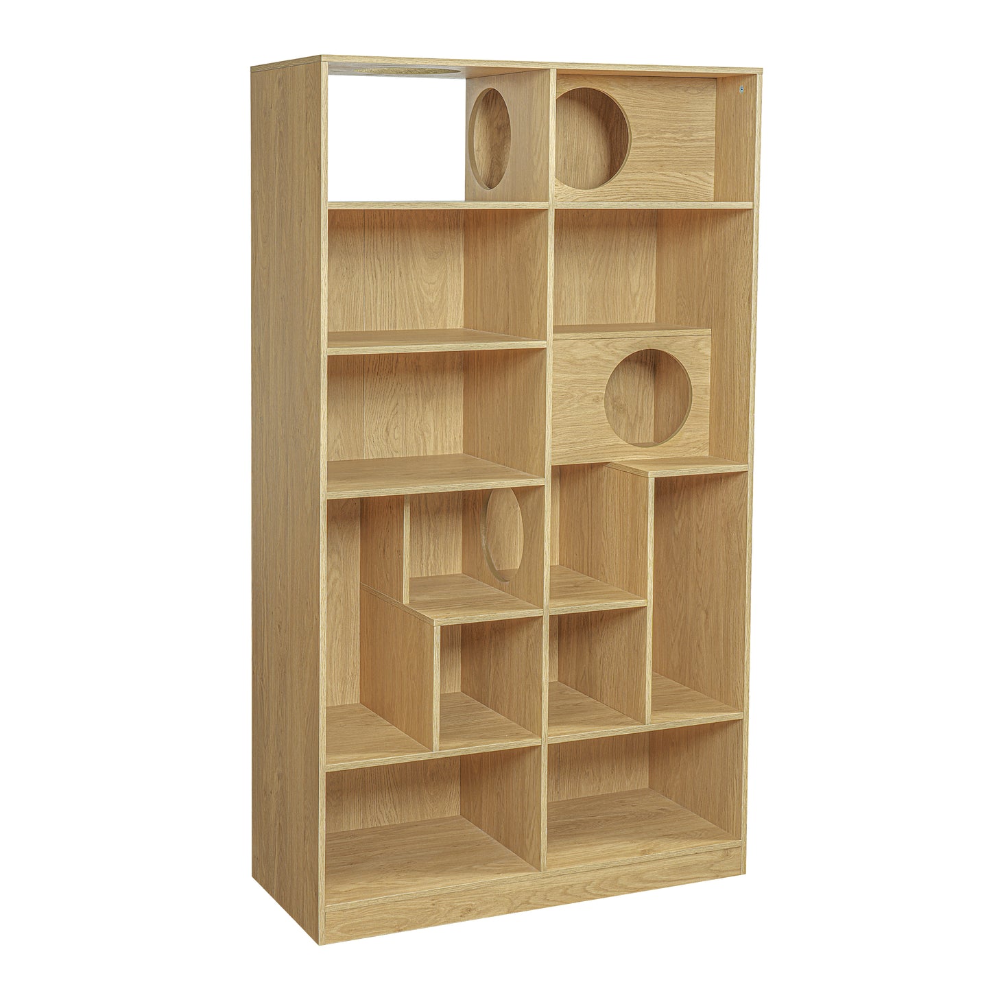 Modern 2 IN 1 Wood Bookshelf Cat House, Cat Tree Display Case with Storage, Cat Litter Box Enclosure Climbing Shelf