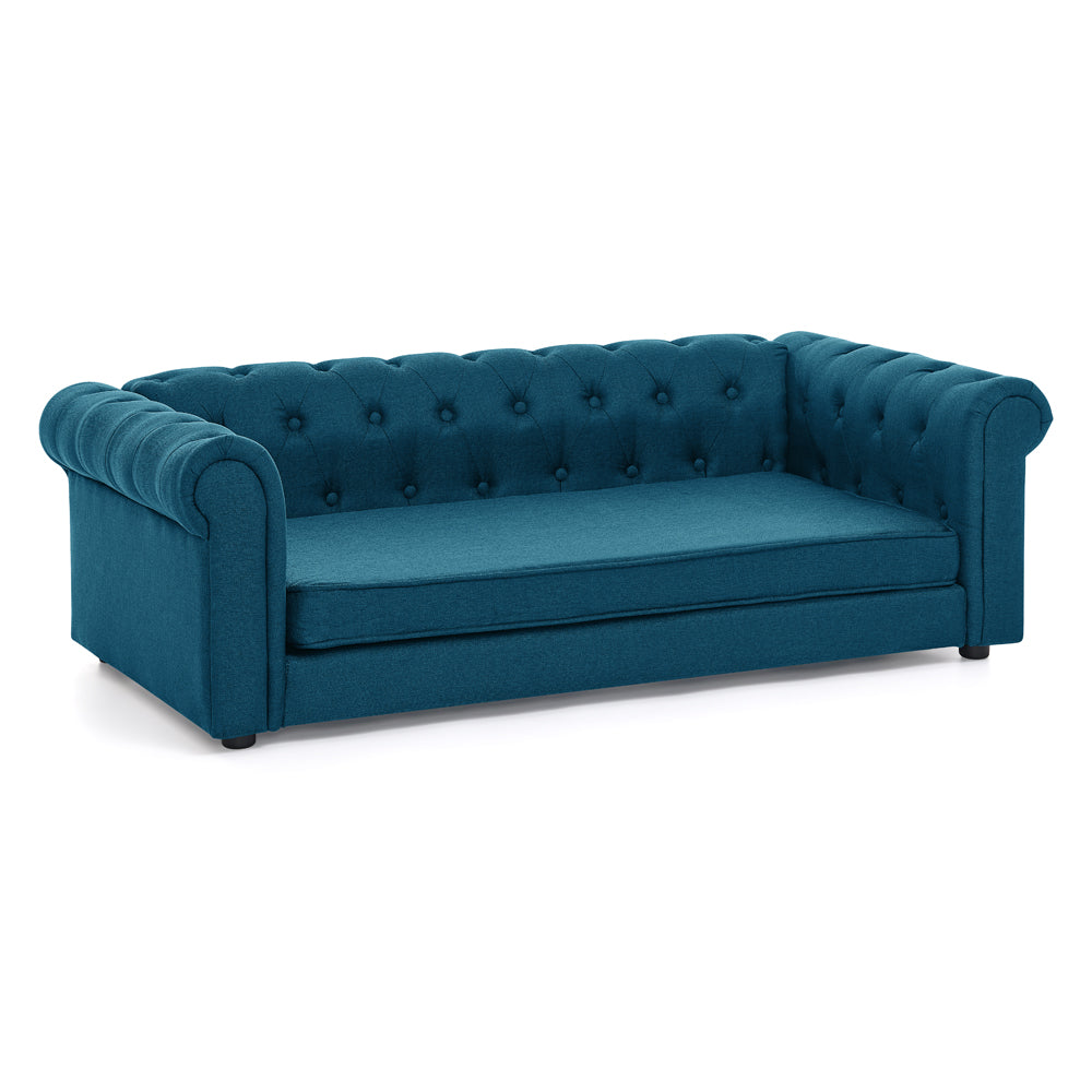 Elegant rectangular pet bed for big and oversized dogs, durable elevated dog sofa bed, comfortable dog sofa, modern and fashionable linen fabric dog sofa