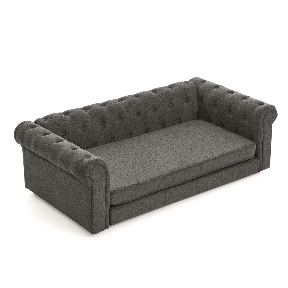 Elegant rectangular pet bed for big and oversized dogs, durable elevated dog sofa bed, comfortable dog sofa, modern and fashionable linen fabric dog sofa