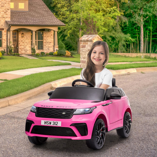 Cfowner 12V Licensed Land Rover VELAR Vehicle, Kids Ride On Car w/2.4G RC, 4 Wheel Suspension, LED, Music, Best Gift for Boys Girls-Pink