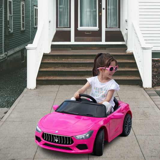 Cfowner 12V Kids Ride on Car for Kids Ages 3-6, Licensed Maserati Battery Powered Electric Vehicle with 2.4G Remote Control, Metal Suspension, Safety Belt, Bright Headlights, Music