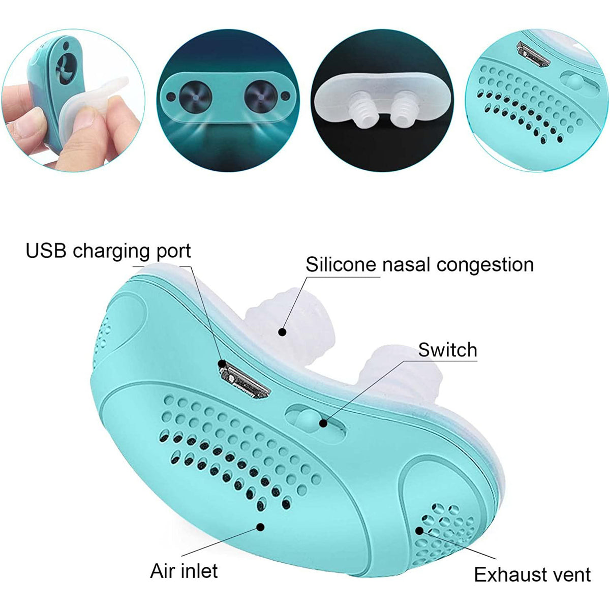 Cfowner Electric Anti Snoring Devices, Obvious Effect, Safe & Comfortable, Double Eddy Current, for Men Women All Nose Shapes and All Ages to Reduce Snoring
