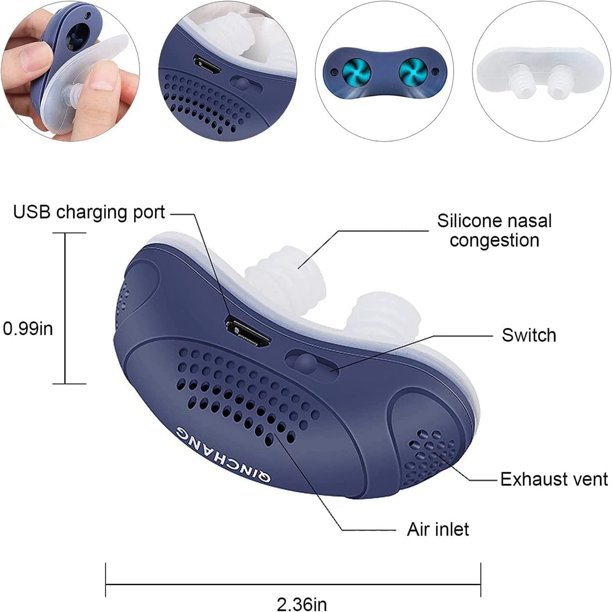 Cfowner Electric Anti Snoring Devices, Obvious Effect, Safe & Comfortable, Double Eddy Current, for Men Women All Nose Shapes and All Ages to Reduce Snoring