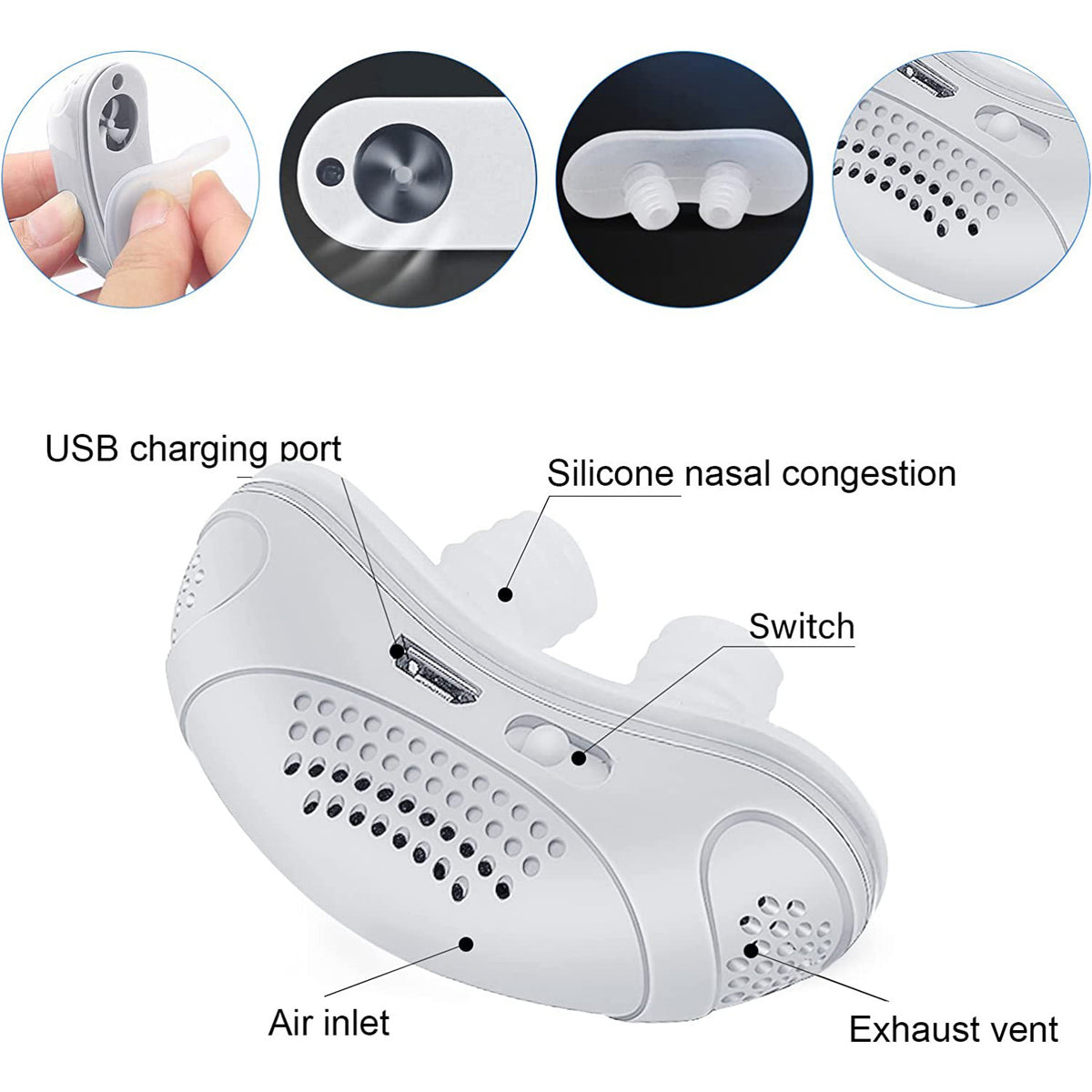Cfowner Electric Anti Snoring Devices, Obvious Effect, Safe & Comfortable, Double Eddy Current, for Men Women All Nose Shapes and All Ages to Reduce Snoring