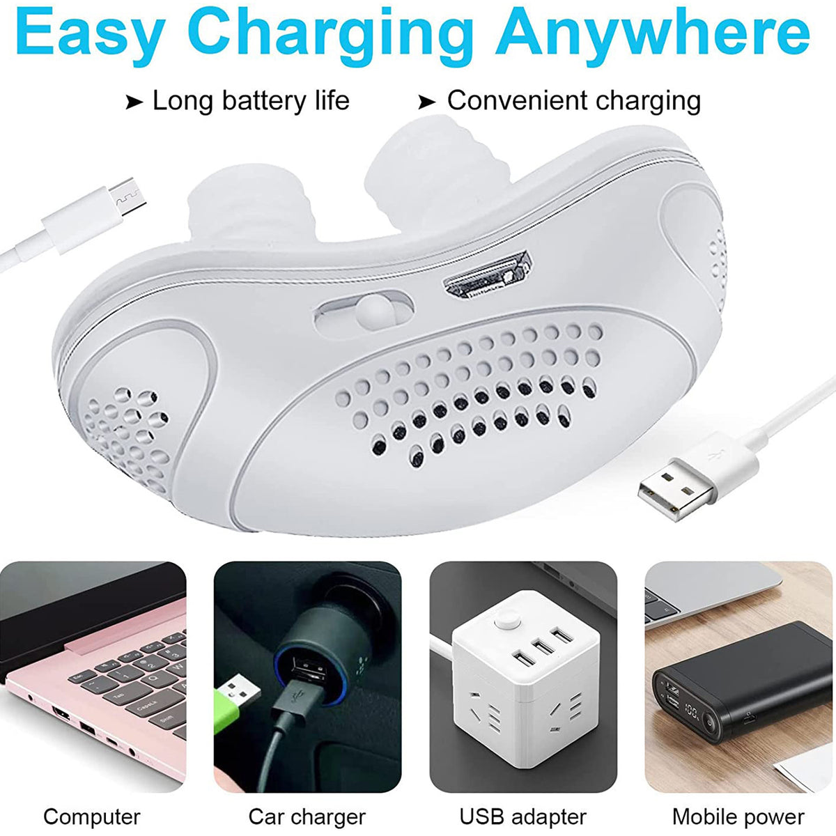Cfowner Electric Anti Snoring Devices, Obvious Effect, Safe & Comfortable, Double Eddy Current, for Men Women All Nose Shapes and All Ages to Reduce Snoring