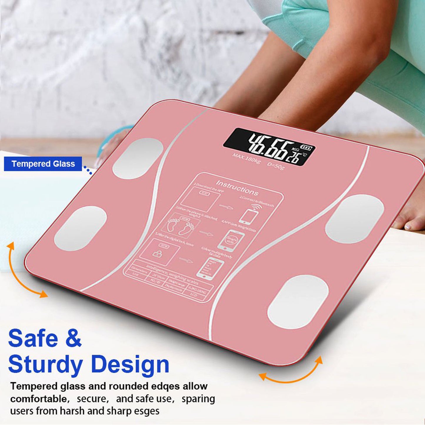 Cfowner Bluetooth Smart Bathroom Scales for Body, Weight Digital Scale Body Fat BMI Scale, Auto Body Composition Analyzer with Smartphone APP, Fitness Weight Loss Scale Health Monitor