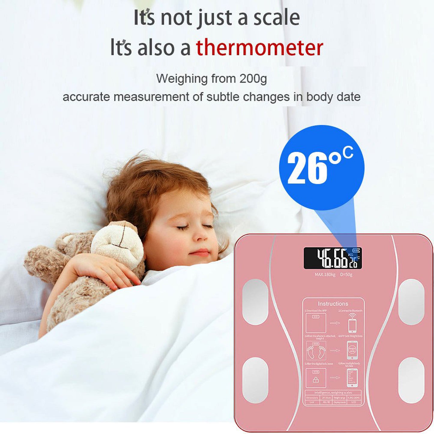 Cfowner Bluetooth Smart Bathroom Scales for Body, Weight Digital Scale Body Fat BMI Scale, Auto Body Composition Analyzer with Smartphone APP, Fitness Weight Loss Scale Health Monitor