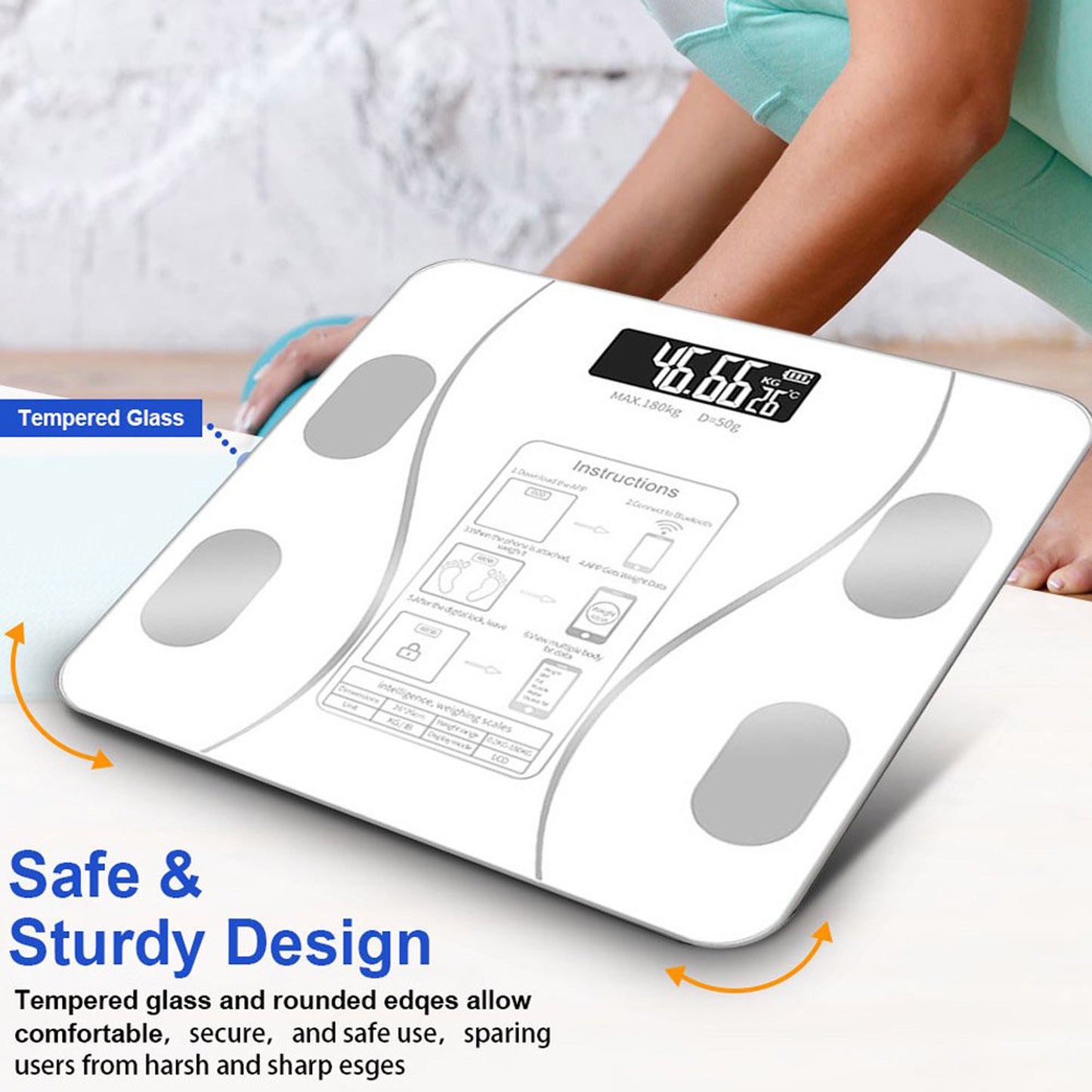 Cfowner Bluetooth Smart Bathroom Scales for Body, Weight Digital Scale Body Fat BMI Scale, Auto Body Composition Analyzer with Smartphone APP, Fitness Weight Loss Scale Health Monitor