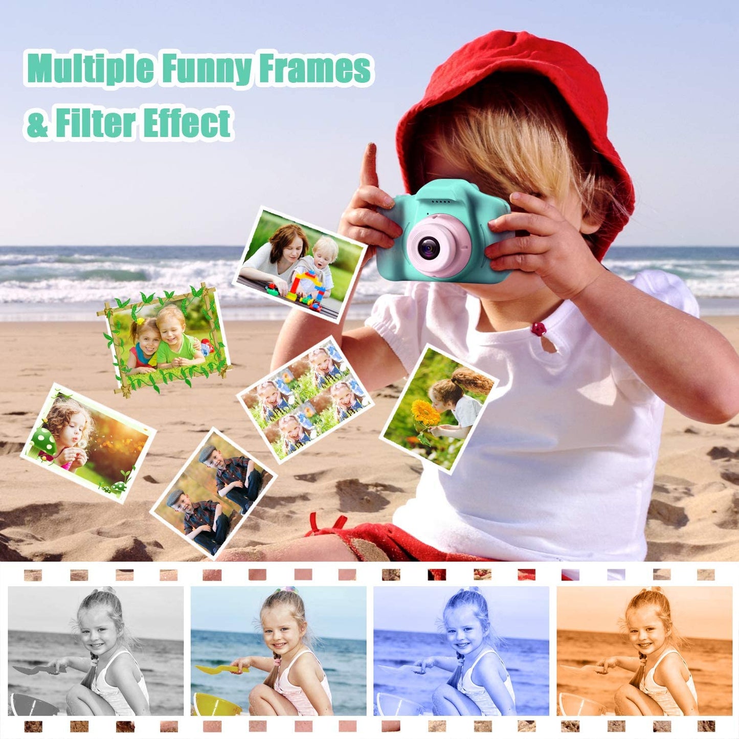 Cfowner Upgrade Kids Selfie Camera, Christmas Birthday Gifts for Boys Age 3-9, HD Digital Video Cameras for Toddler, Portable Toy for 3 4 5 6 7 8 Year Old Boy with 32GB SD Card